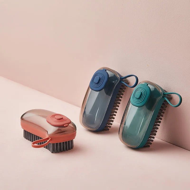 Multifunctional automatic liquid cleaning brush with ergonomic grip, blue colour, on white background