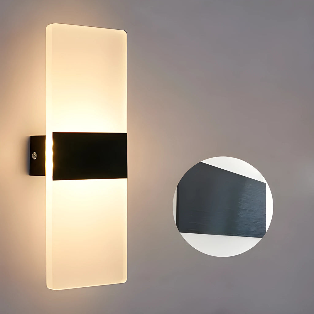LED Bedside Wall Lamp Modern Acrylic Shade 27x10cm Inductive Transformer Warm White Light for Corridor Hallway Black Gold Silver