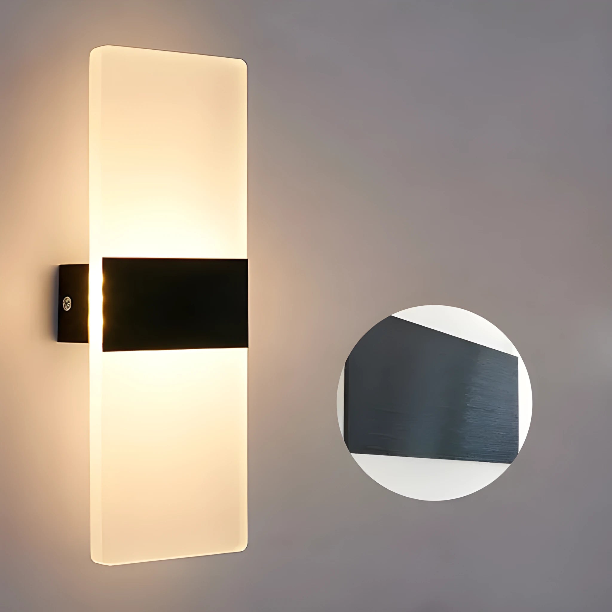 LED Bedside Wall Lamp Modern Acrylic Shade 27x10cm Inductive Transformer Warm White Light for Corridor Hallway Black Gold Silver
