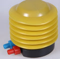 Blue and red portable plastic pedal foot pump for inflating swim rings and pool floats