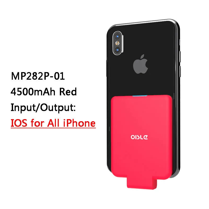 4500mAh back clip battery for iPhone Android Type-C in black, compact size 90mm x 61mm x 9mm