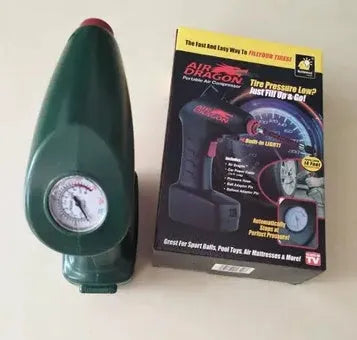 Portable electric car tyre pump with pressure gauge for vehicle maintenance