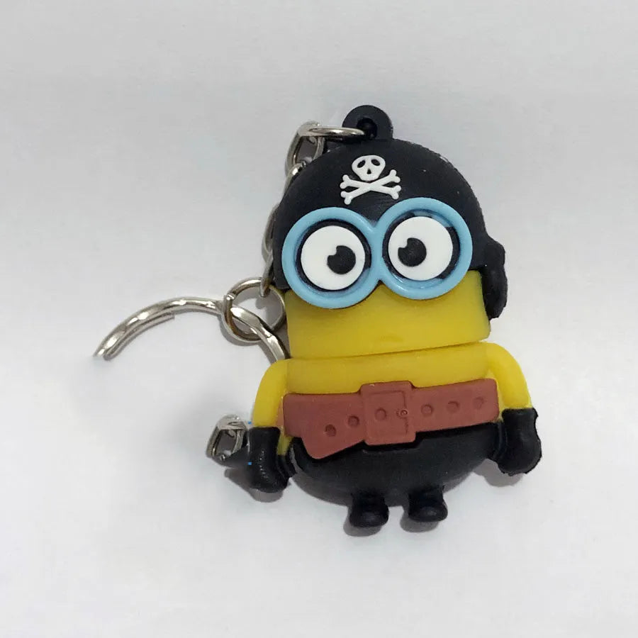 64GB skull-design USB 3.0 flash drive with PVC shell and small chain in multiple colours