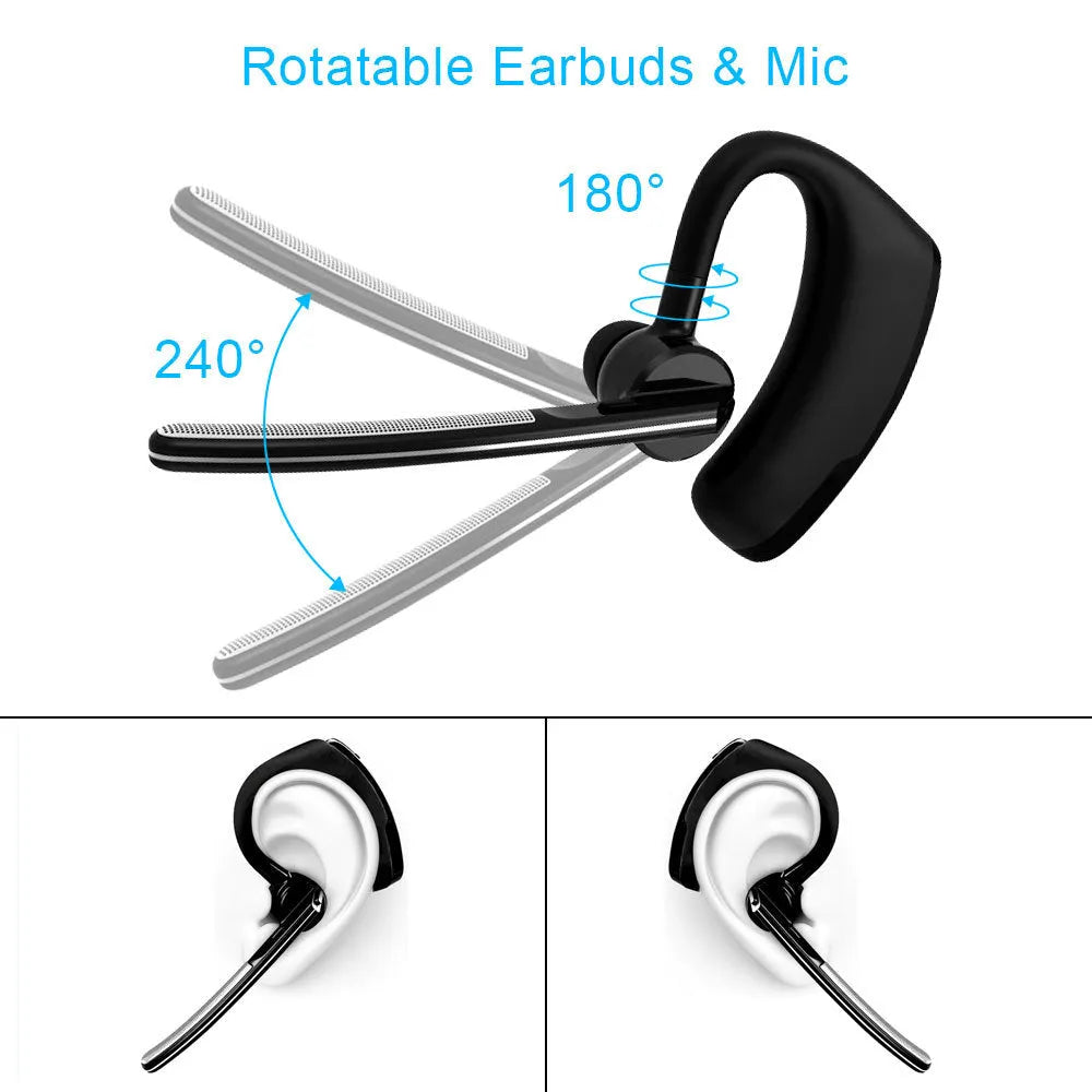 V9 Jerry black Bluetooth headset with ear hook and microphone for hands-free calls