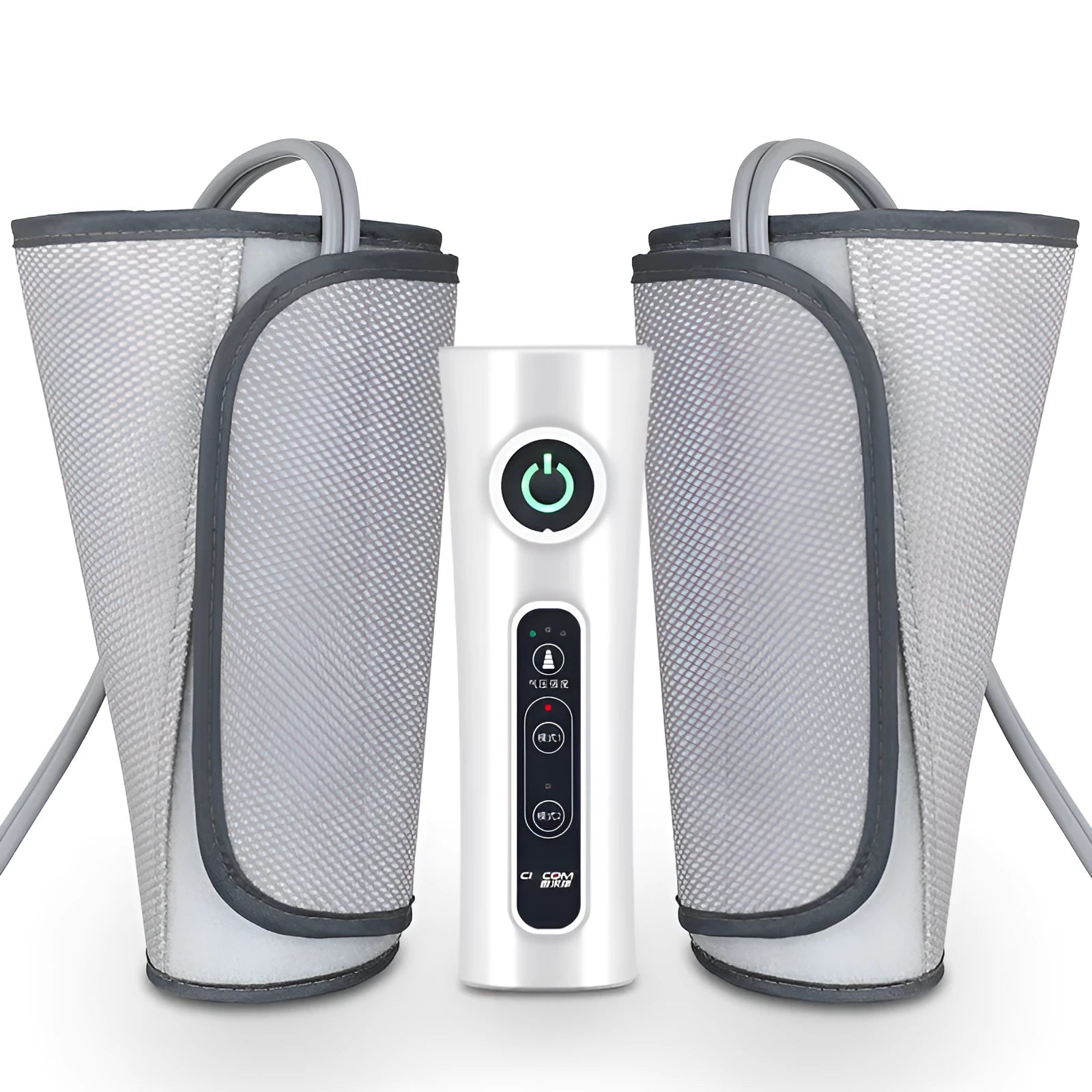 Pneumatic air wave calf massage machine in grey with wrap design and dual mode circulation