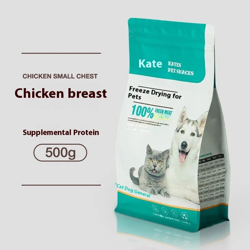 500g bag and barrel of freeze-dried high-grade chicken nuggets for cats without shreds