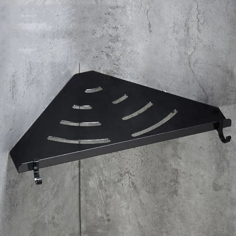 Black space aluminium wall mount triangle bathroom shelf, 30x22cm