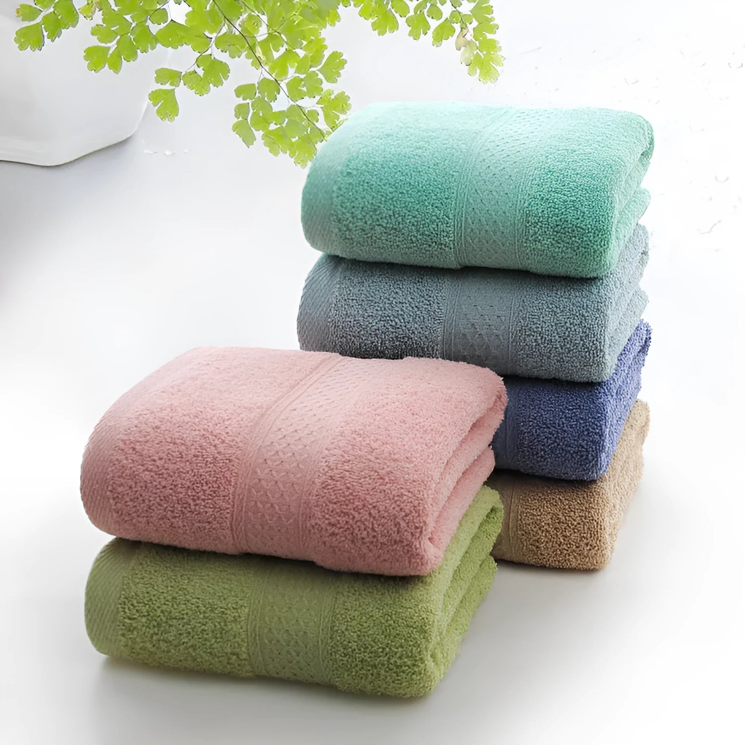 Thickened cotton bath towel in Dark Blue, weak-twist yarn, 80% cotton blend, foldable