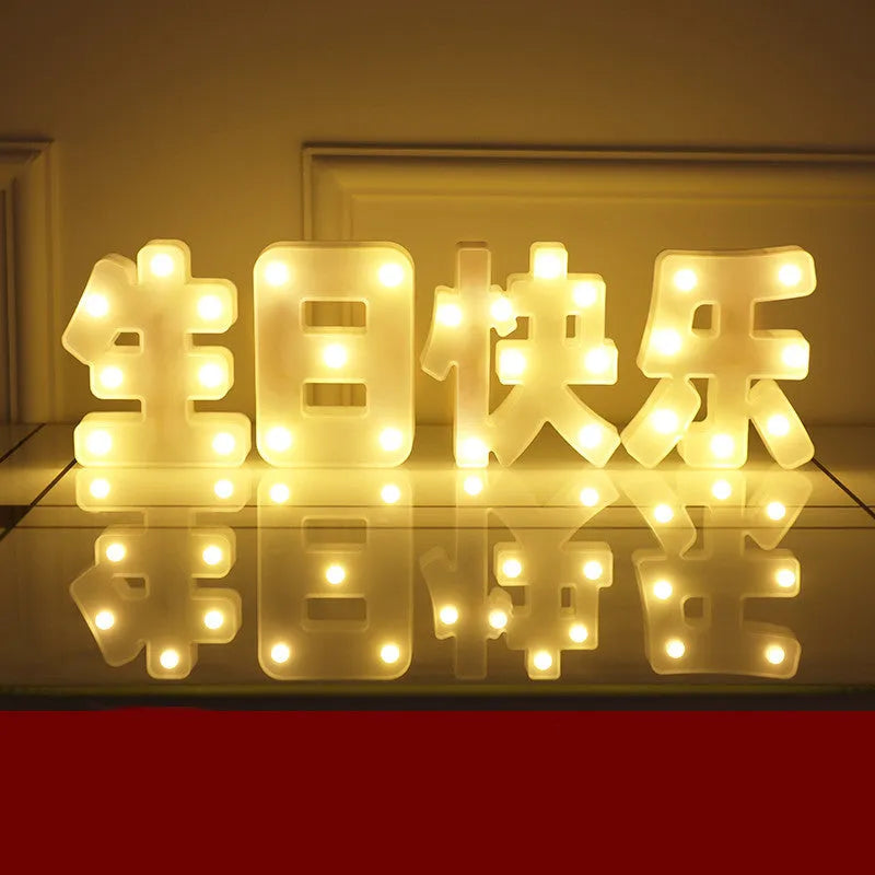 LED letter lights 22cm plastic alphabet in picture colour for birthday party and proposal decor