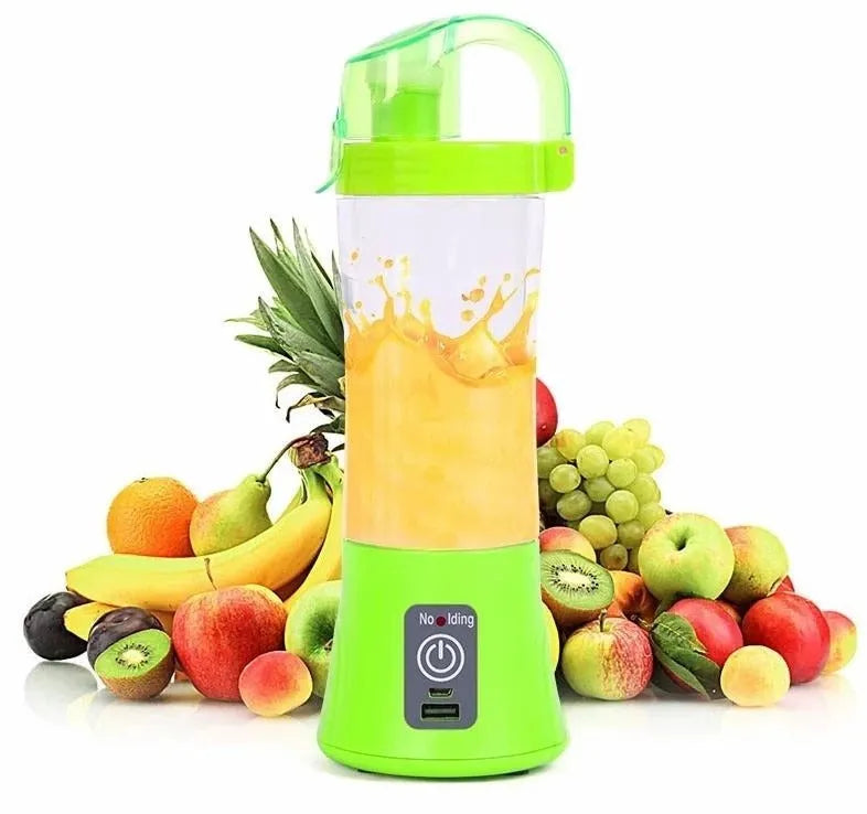Portable electric fruit juicer handheld smoothie maker USB rechargeable 400ml blue