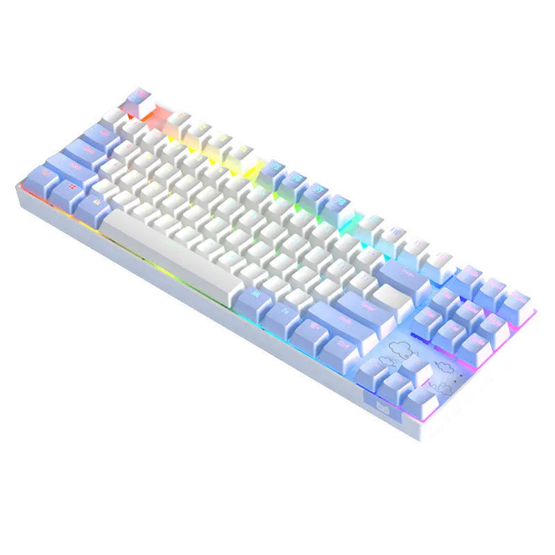 Wireless mechanical keyboard with metal casing and backlit keys in blue-white colour option