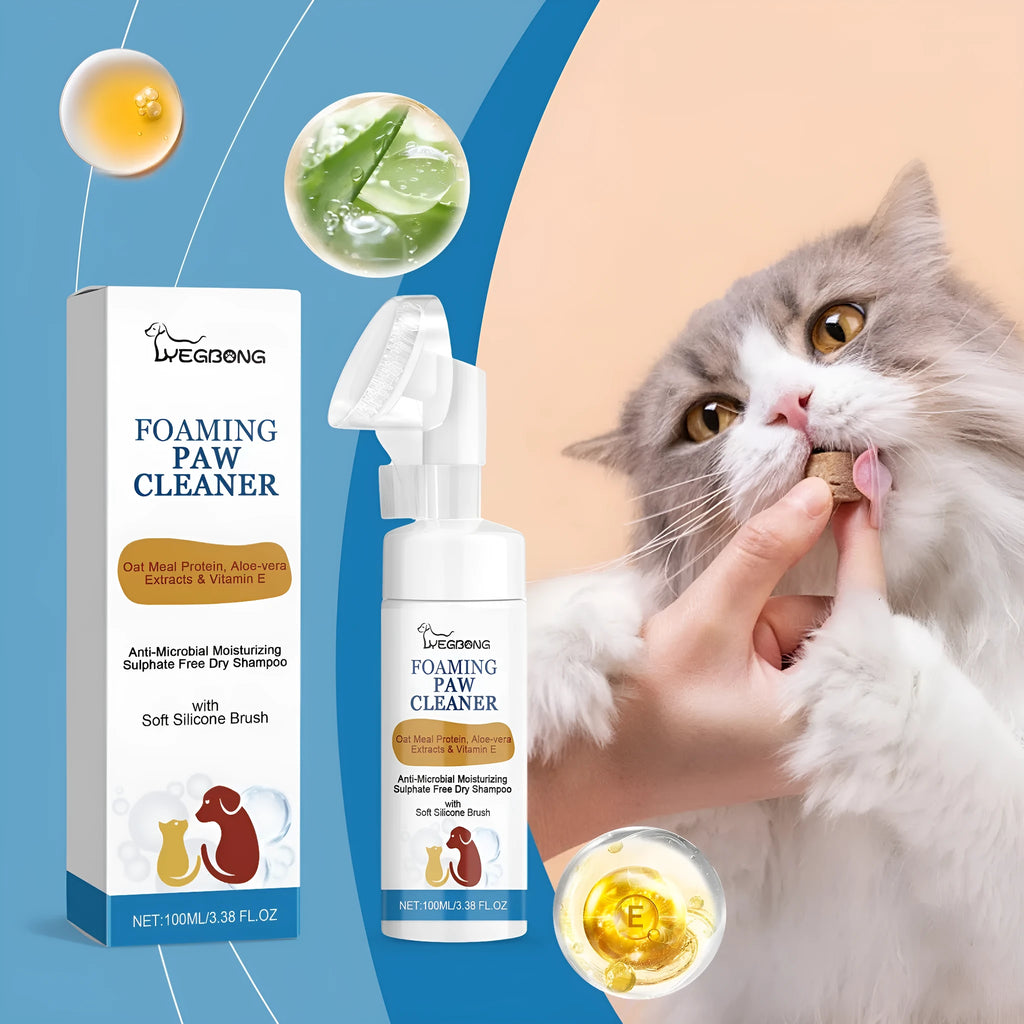Pet Paw Cleaner Deep Care Foam 100ml bottle for dog paw cleaning