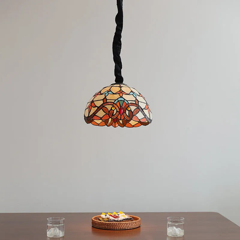 MD1027 hand-woven glass pendant lamp with Mediterranean design, ABS chassis, for bedroom or dining room