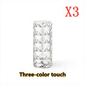 Nordic crystal USB touch table lamp with acrylic shade, diamond pattern, 16 colour remote control, black finish