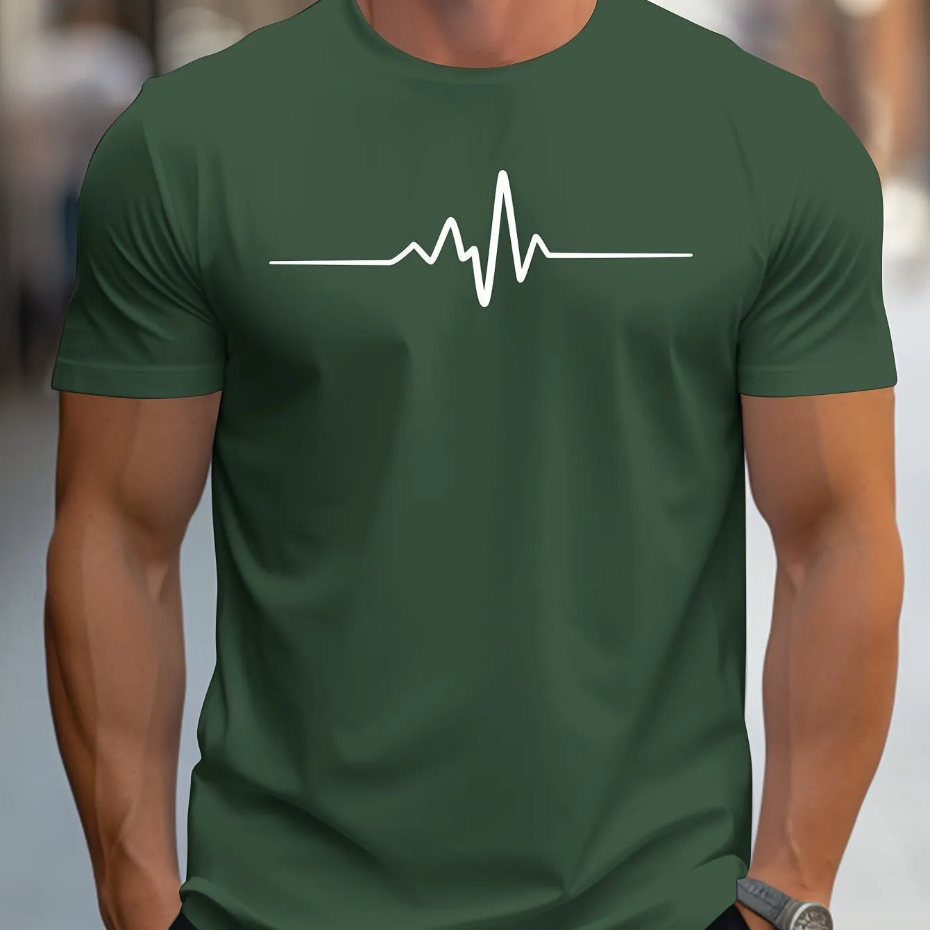 Men's loose fit 3D graphic sports T-shirt in chemical fibre blend fabric for summer