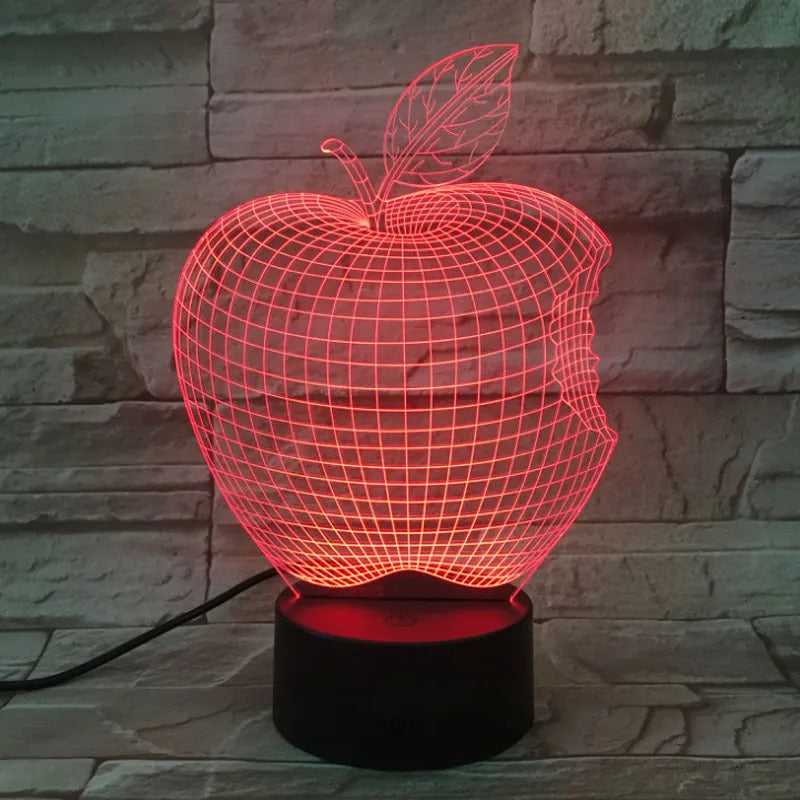 3D fruit colourful night light with acrylic shade and touch controls showing seven colour options