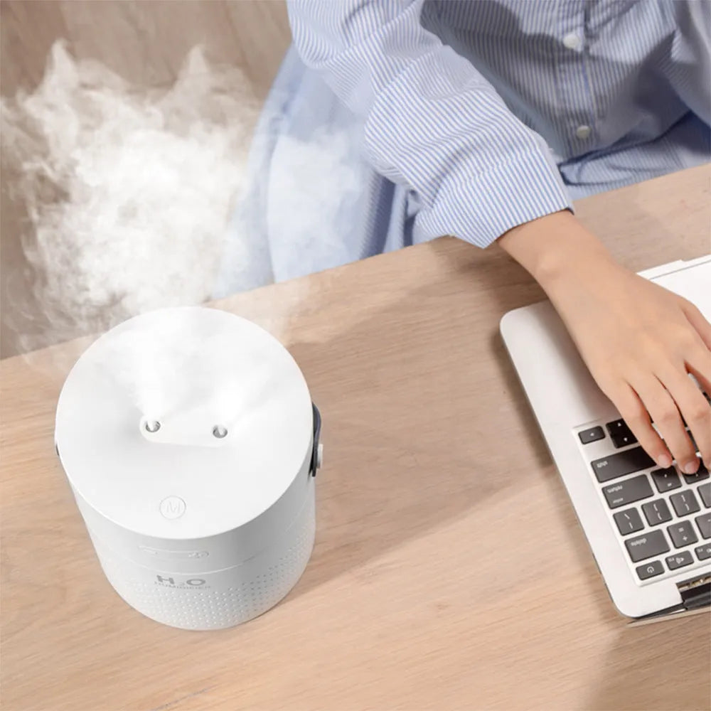 USB rechargeable bedroom humidifier with 1.1L water tank in green, grey, pink or white colours