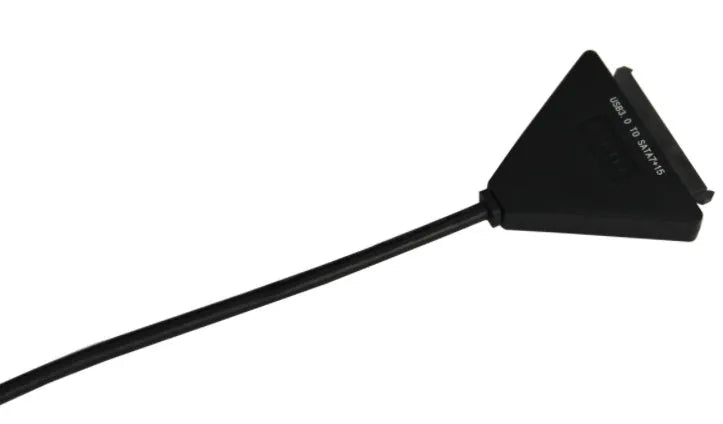 Black USB 3.0 to SATA 7+15 pin hard drive adapter cable for 2.5 inch and 3.5 inch drives.