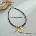 Women's geometric leopard necklace with stainless steel chain and 18K gold electroplated pendant