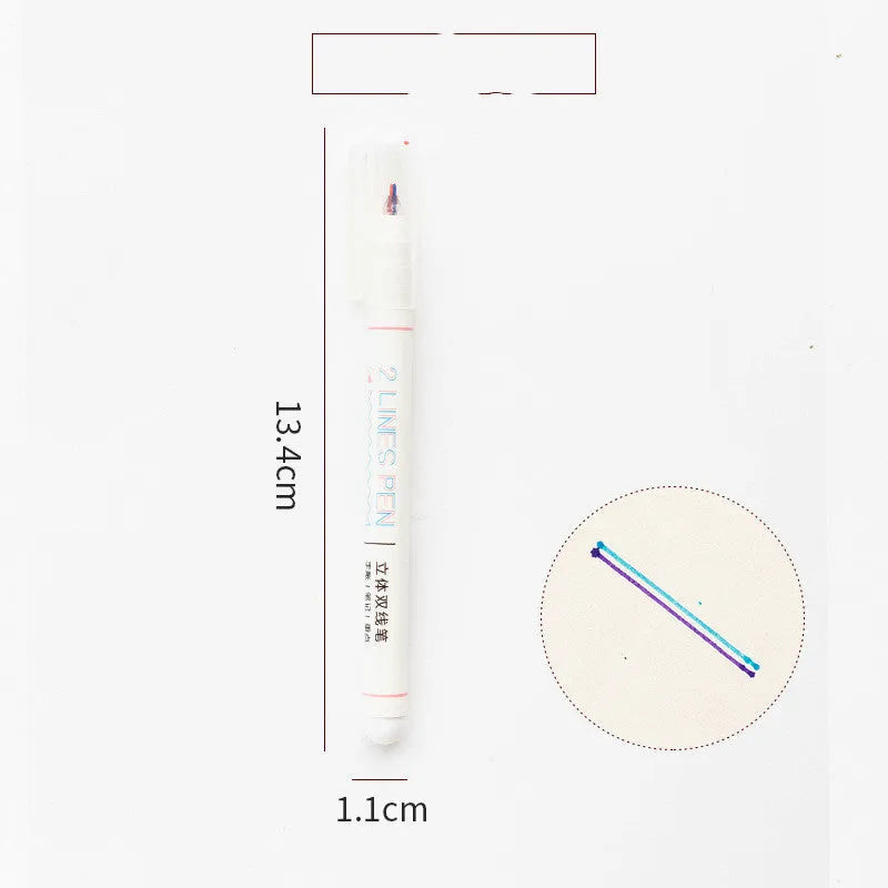 Two-colour plastic ballpoint pen for student note organisation with 0.5mm fine tip