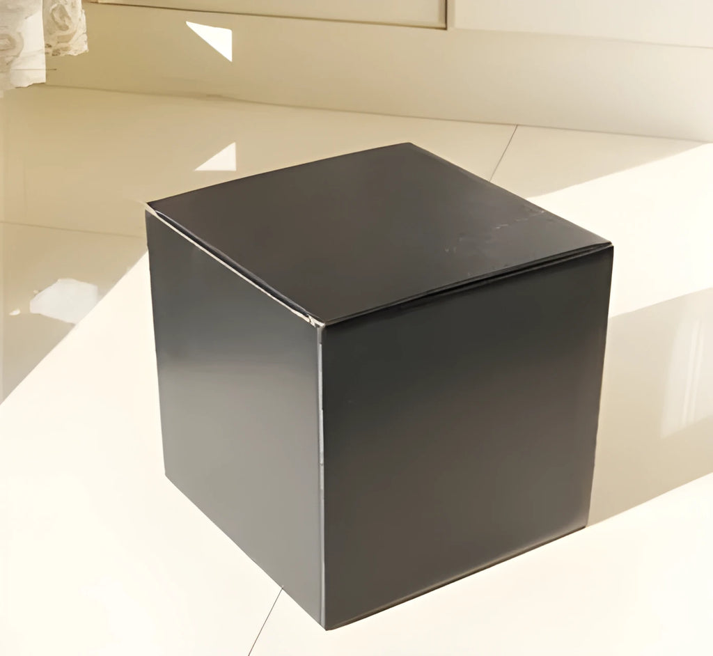 Square black and white grey packaging box carton with corrugated cardboard construction