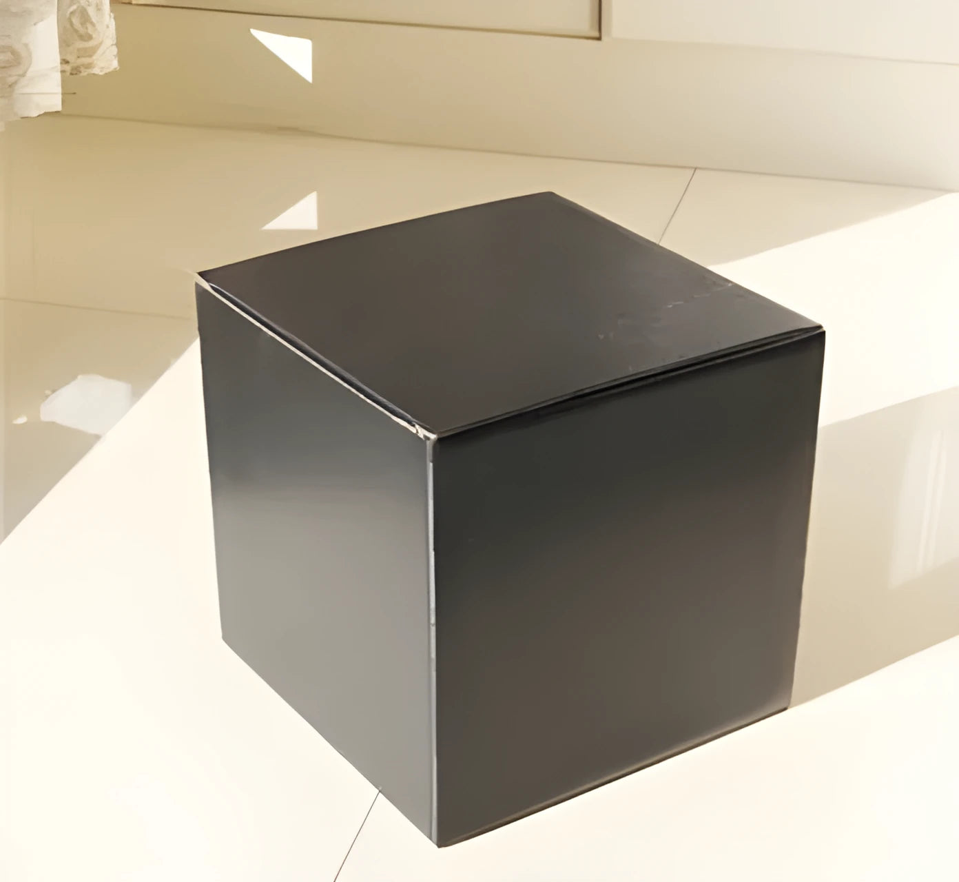 Square black and white grey packaging box carton with corrugated cardboard construction