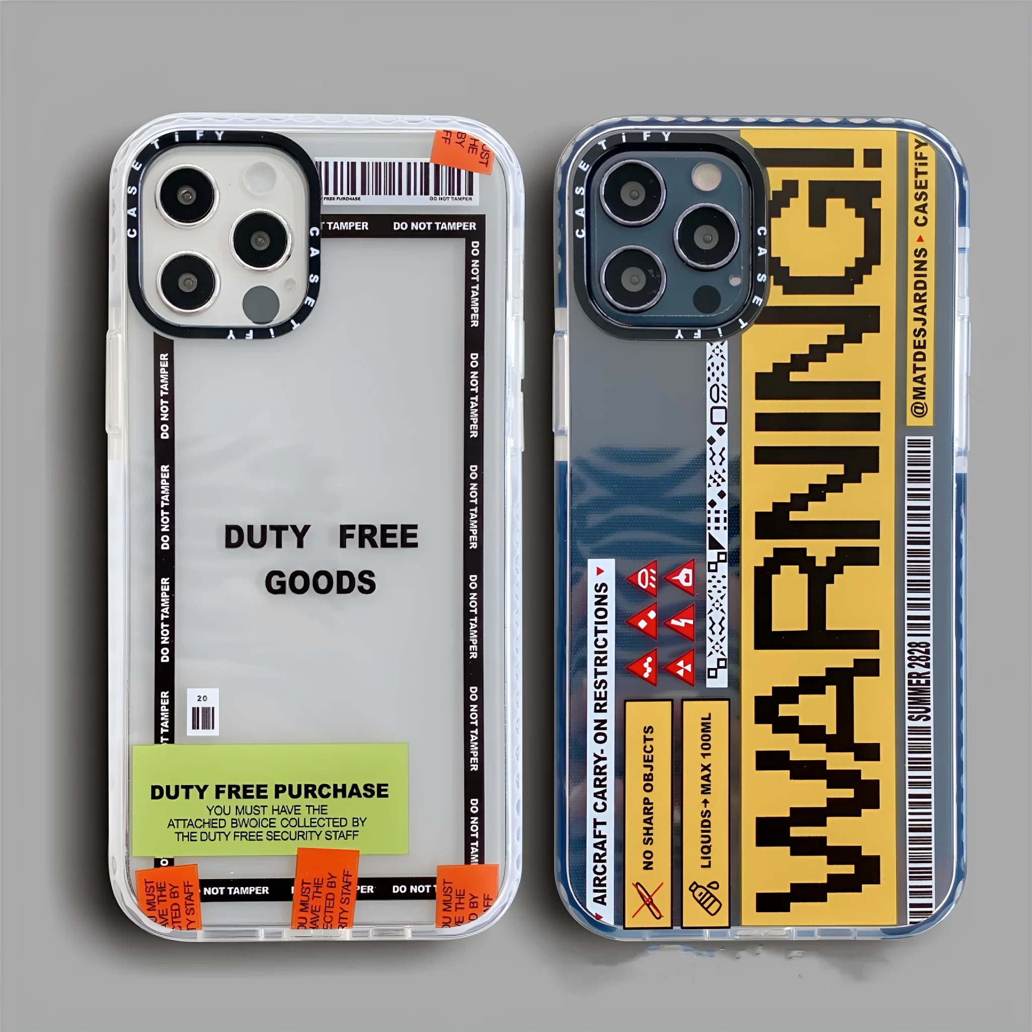Transparent phone case with orange sticker for iPhone 11 showing back cover