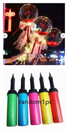 LED Luminous Balloon Rose Bouquet transparent bobo balloon with artificial rose and LED light