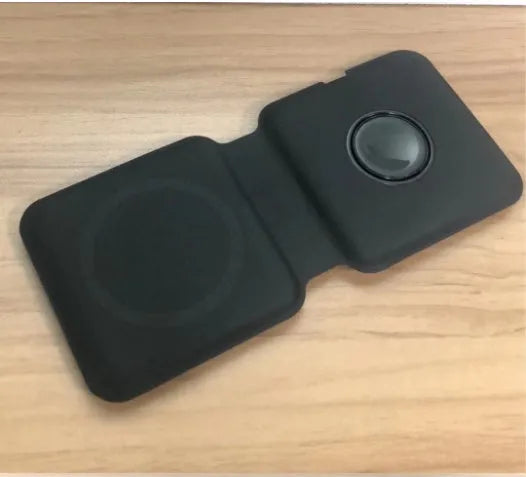 White foldable magnetic wireless charger showing dual charging surfaces and adjustable stand