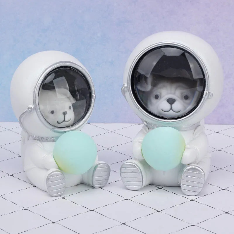 Starry sky animal night light resin LED lamp 9.5x10.5x13cm bear kitten puppy room decor