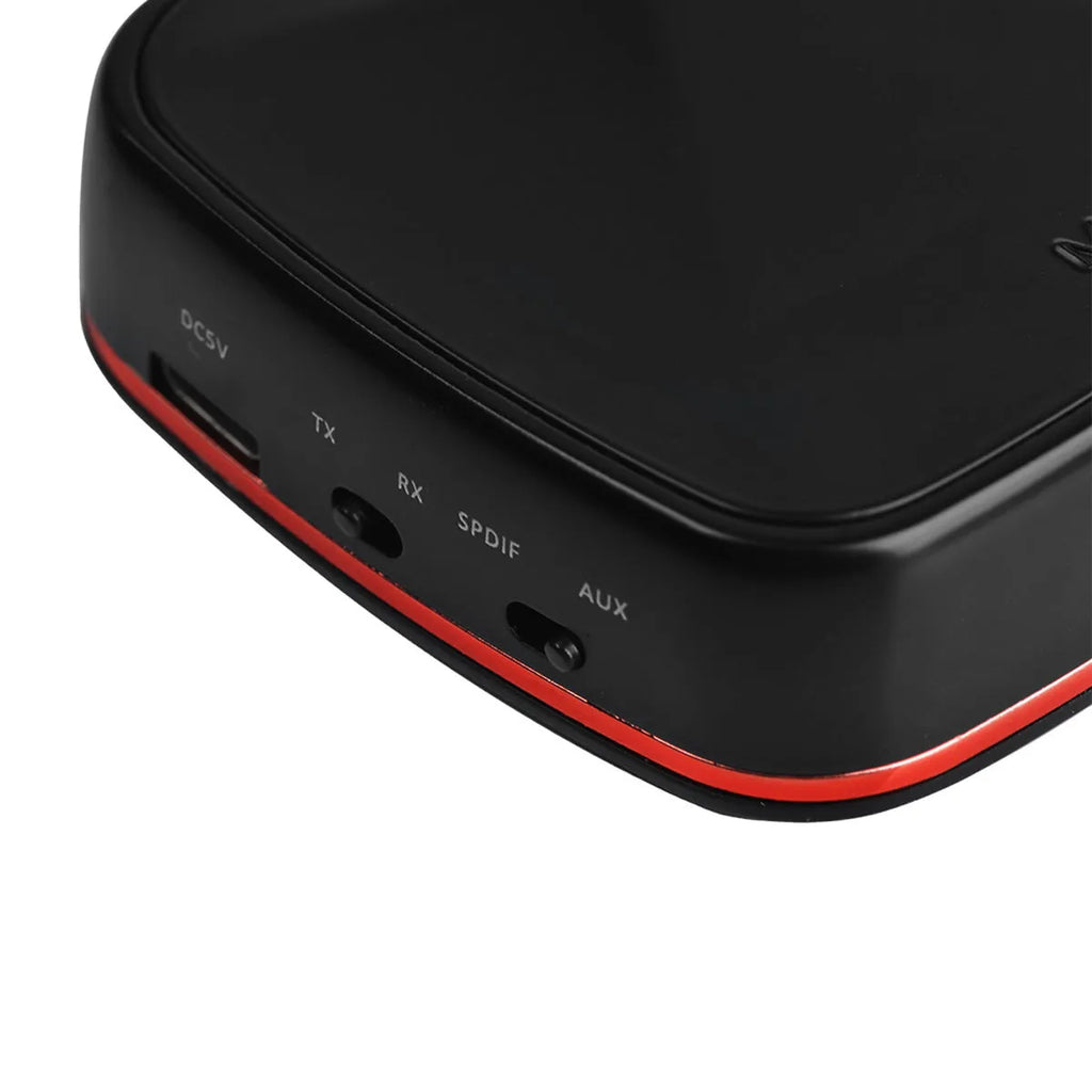 Black optical fiber Bluetooth 5.0 adapter CSR8675 with TX/RX switch and AUX and optical ports