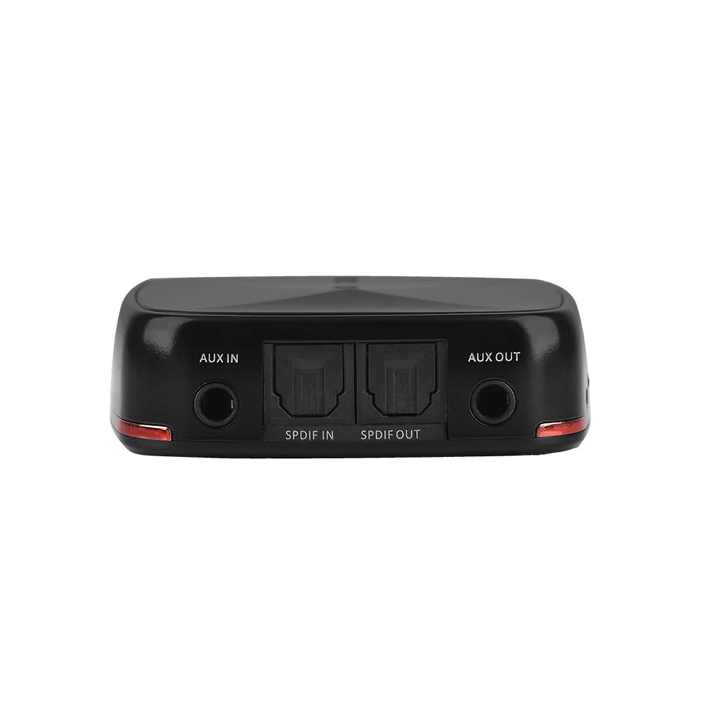 Black optical fiber Bluetooth 5.0 adapter CSR8675 with TX/RX switch and AUX and optical ports