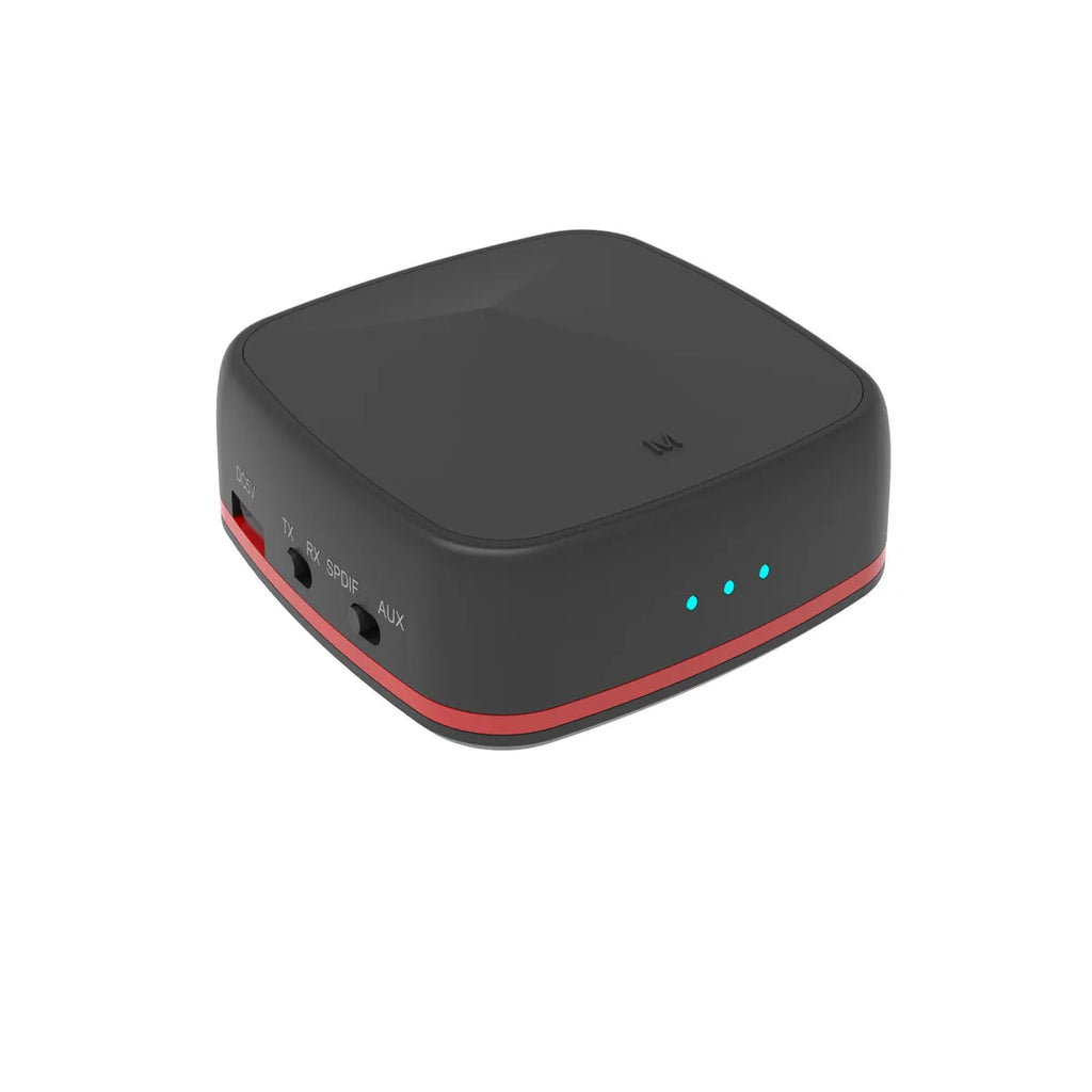 Black optical fiber Bluetooth 5.0 adapter CSR8675 with TX/RX switch and AUX and optical ports