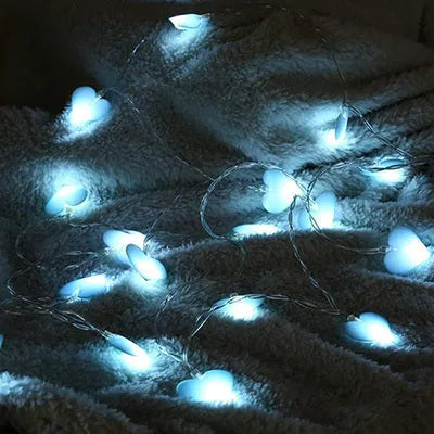 Love heart LED fairy string lights 3 metres battery operated pink and purple
