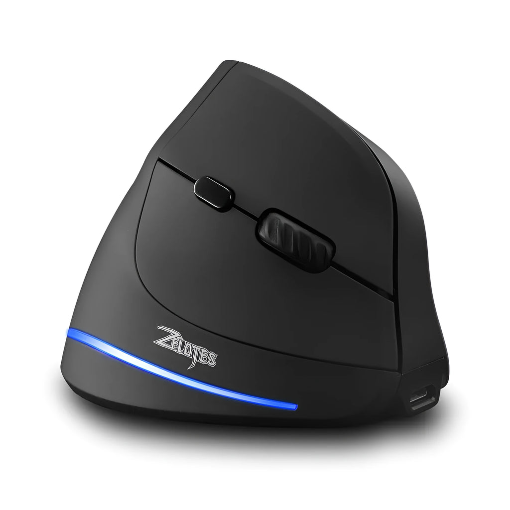 F35 wireless charging vertical mouse in black with six buttons and ergonomic grip