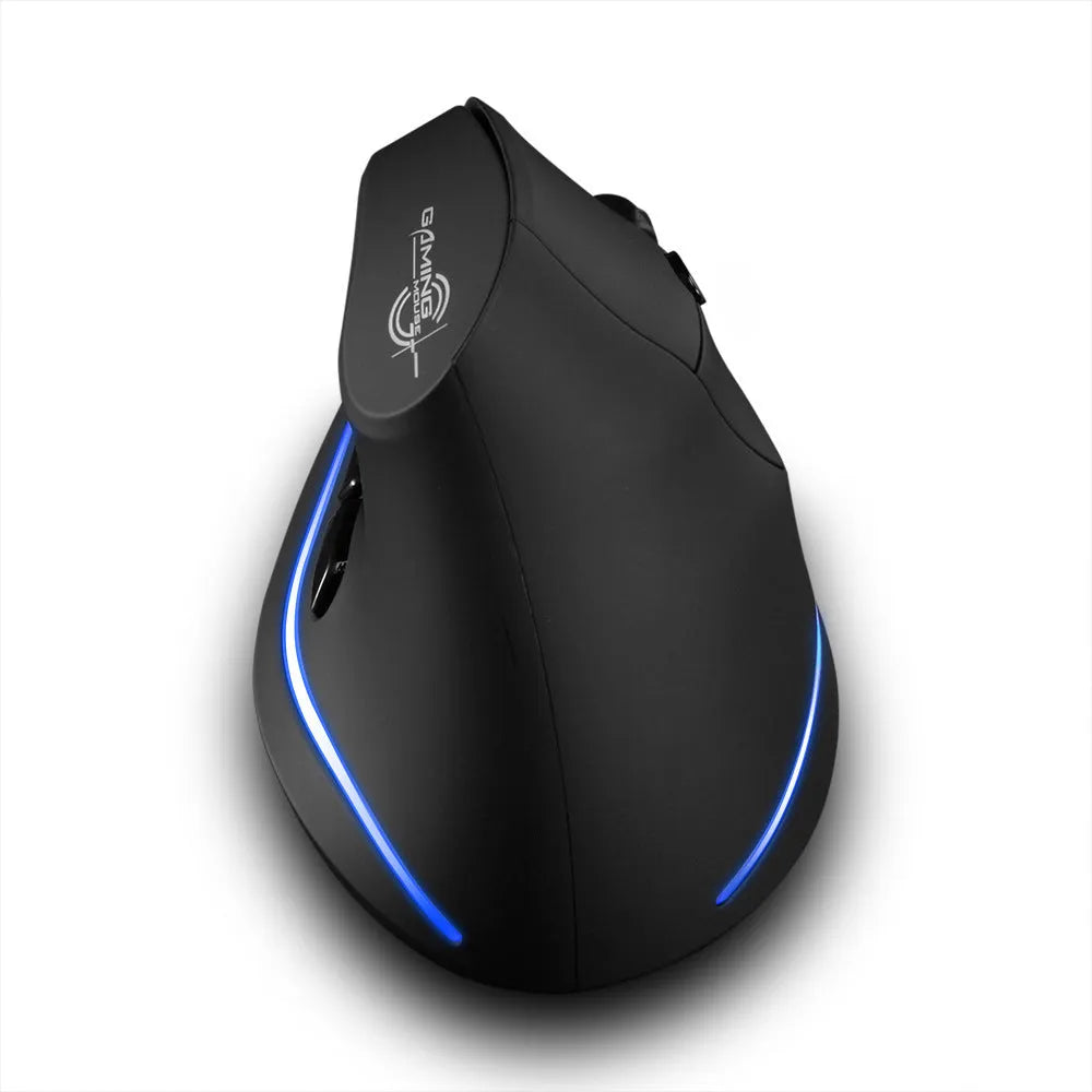 F35 wireless charging vertical mouse in black with six buttons and ergonomic grip