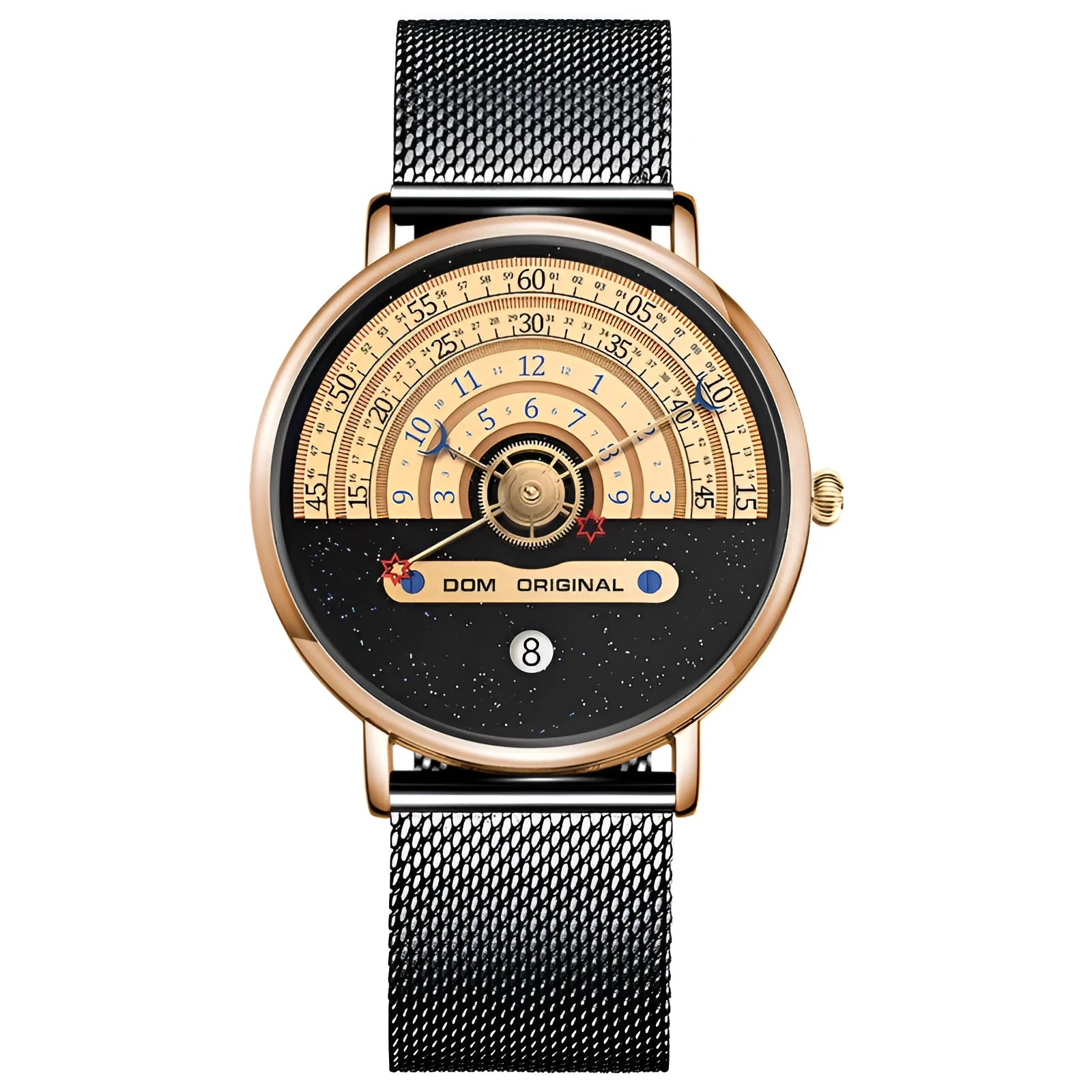 Men's sports quartz watch with 40mm alloy case, mineral glass, and stainless steel strap
