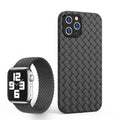 Woven breathable soft TPU phone case for iPhone, solid colour back cover in black, blue, green, red, grey