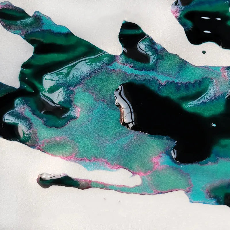 Bottle of gradient colour fountain pen ink with gold powder sheen in red tide or truffle colour