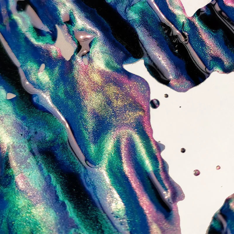 Bottle of gradient colour fountain pen ink with gold powder sheen in red tide or truffle colour