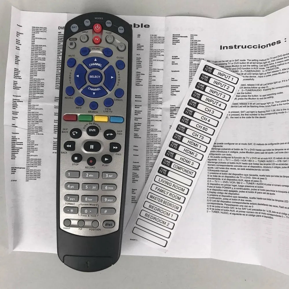 Black DISH Network universal remote control for satellite receivers model Flat 20.1