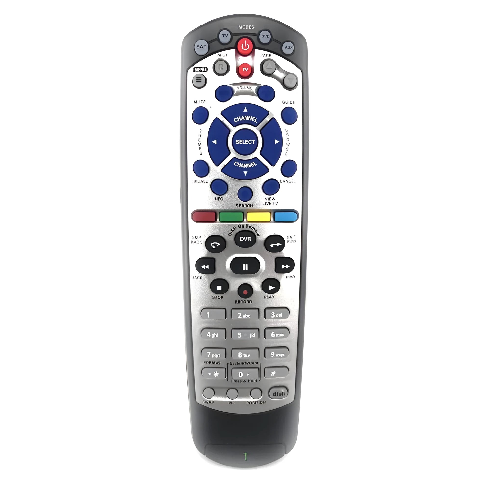 Black DISH Network universal remote control for satellite receivers model Flat 20.1