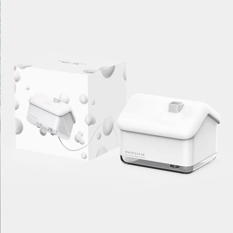 White igloo-shaped ultrasonic humidifier and essential oil diffuser with LED light and USB cable