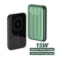 Blue wireless magnetic power bank for iPhone 12 with 5000mAh capacity and USB charging port