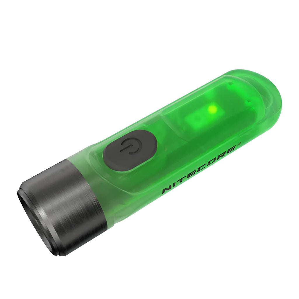 Nitecore TIKI green mini keychain LED emergency light with USB port on plastic body