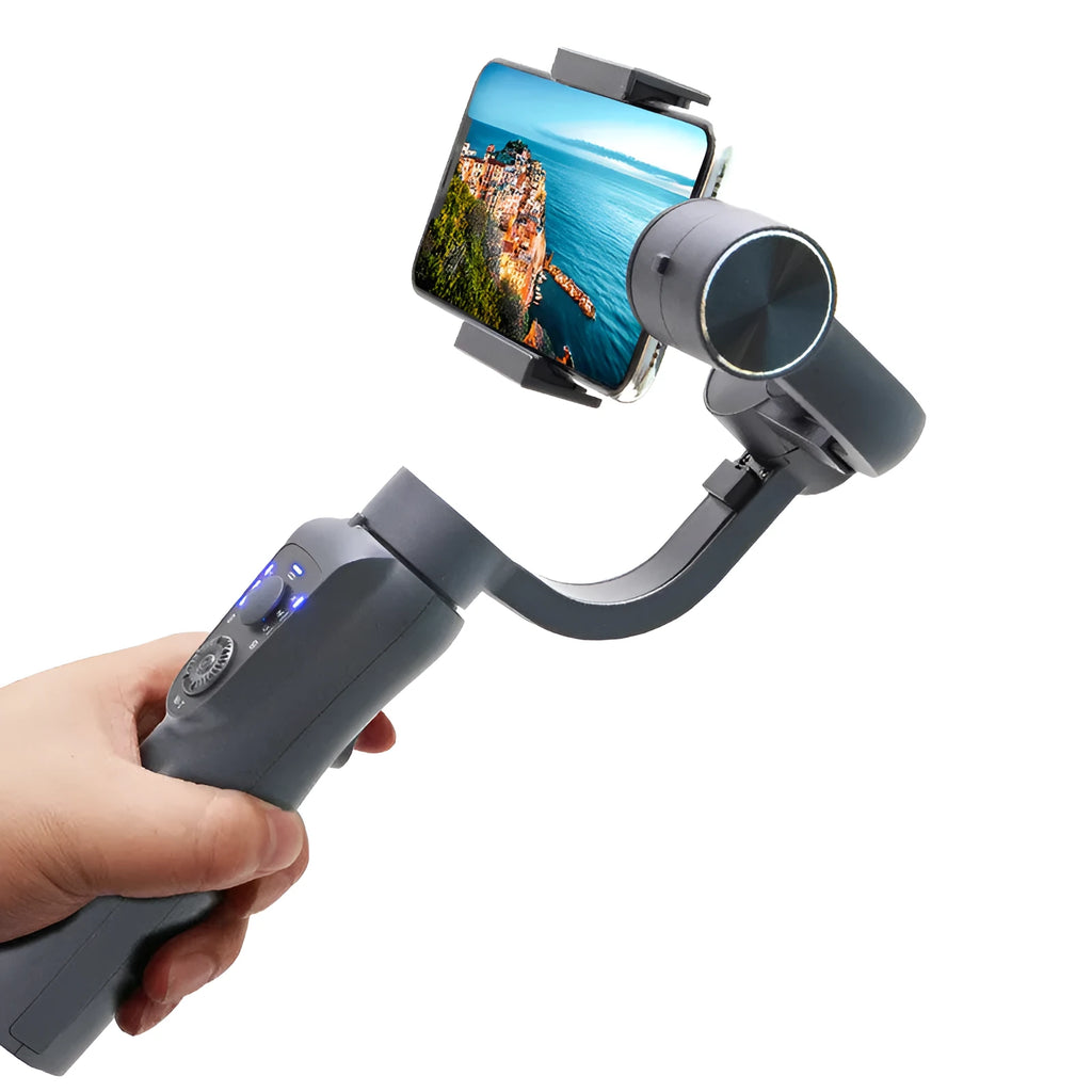 Mobile phone three-axis handheld stabiliser with plastic body for anti-shake photography indoors and outdoors