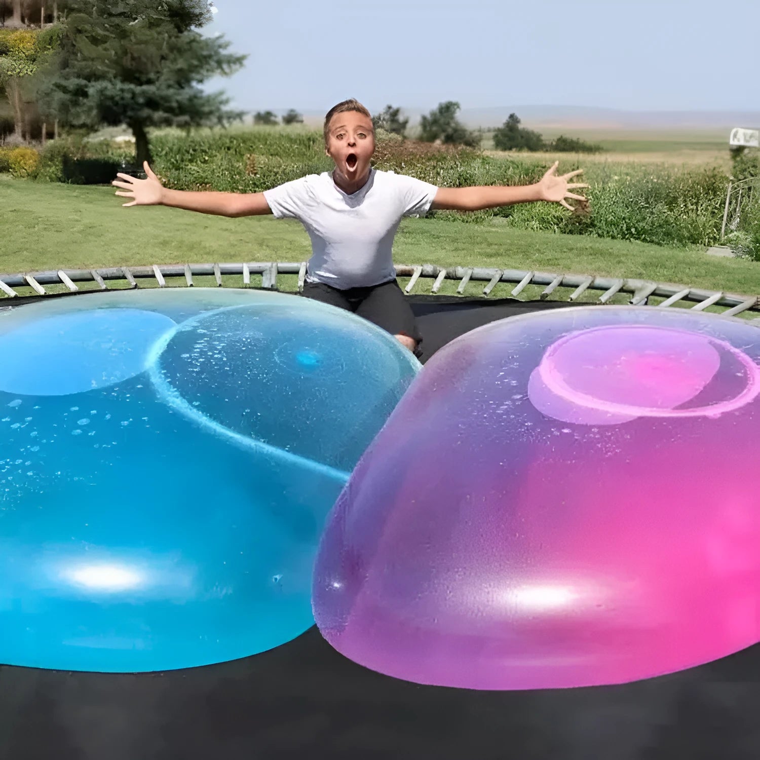 Big inflatable TPR bouncy ball in pink, yellow, green, and blue, sizes up to 120cm