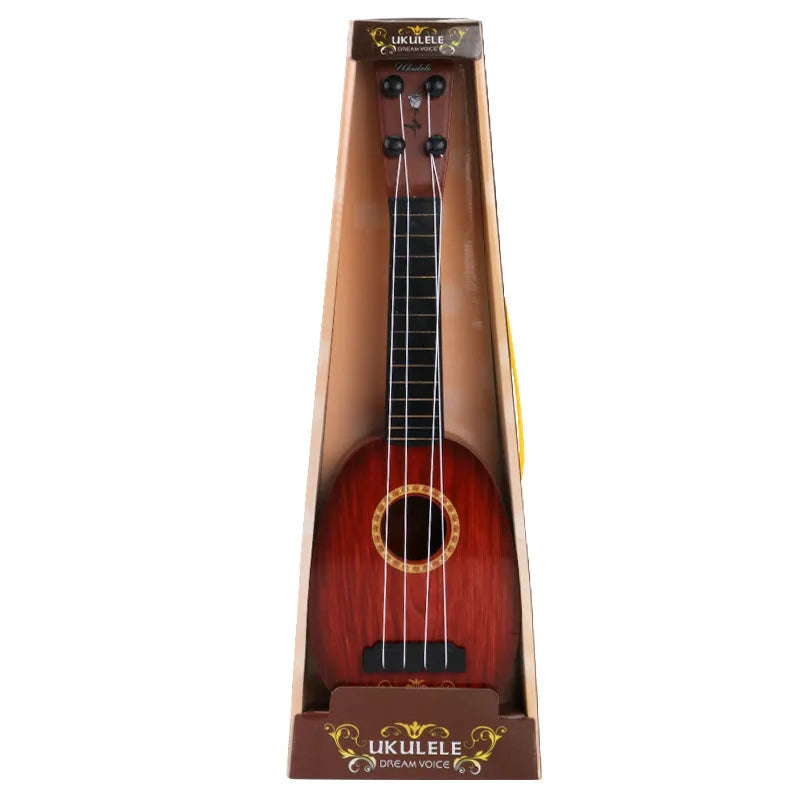 Plastic simulation ukulele musical toy for children with 38cm length and retro guitar design