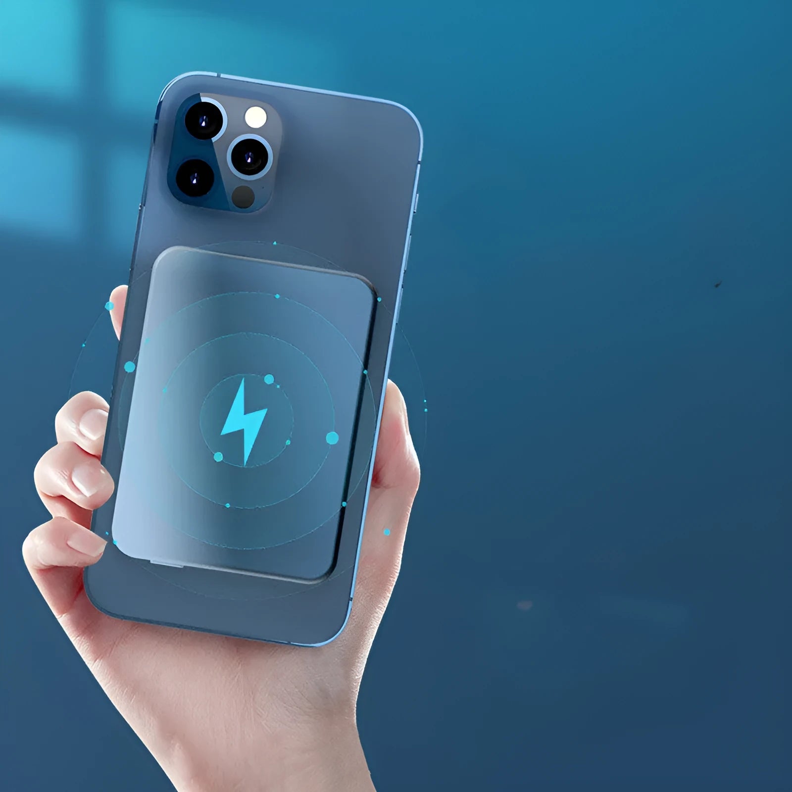 Silver Apple magnetic wireless power bank showing USB-C port and compact aluminium design.
