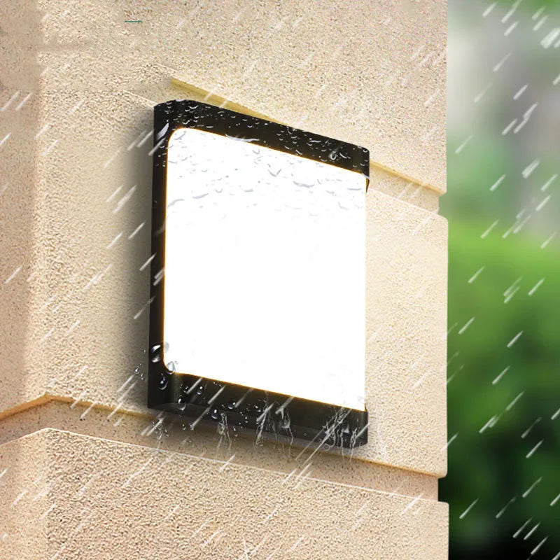 IP65 waterproof LED wall light aluminium housing 12W 90 lumens 3000K warm white outdoor porch light